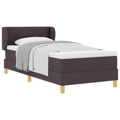 Postel S Boxspringem S Čelo Tmavě Hnědá 90 X 190 Cm Textil