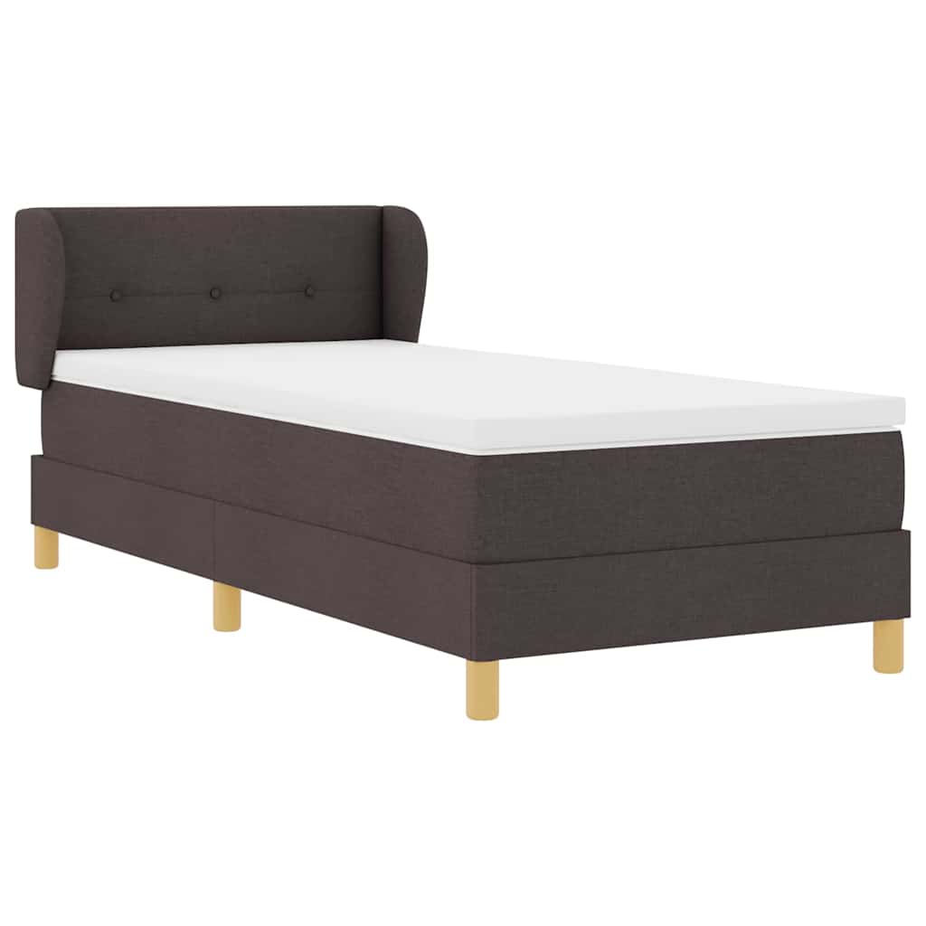 Postel S Boxspringem S Čelo Tmavě Hnědá 90 X 190 Cm Textil