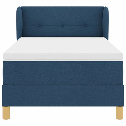 Postel S Boxspringem S Čelo Modrá 90 X 190 Cm Textil