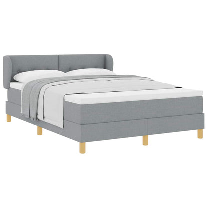 Postel S Boxspringem S Čelo Světle Šedá 140 X 190 Cm Textil