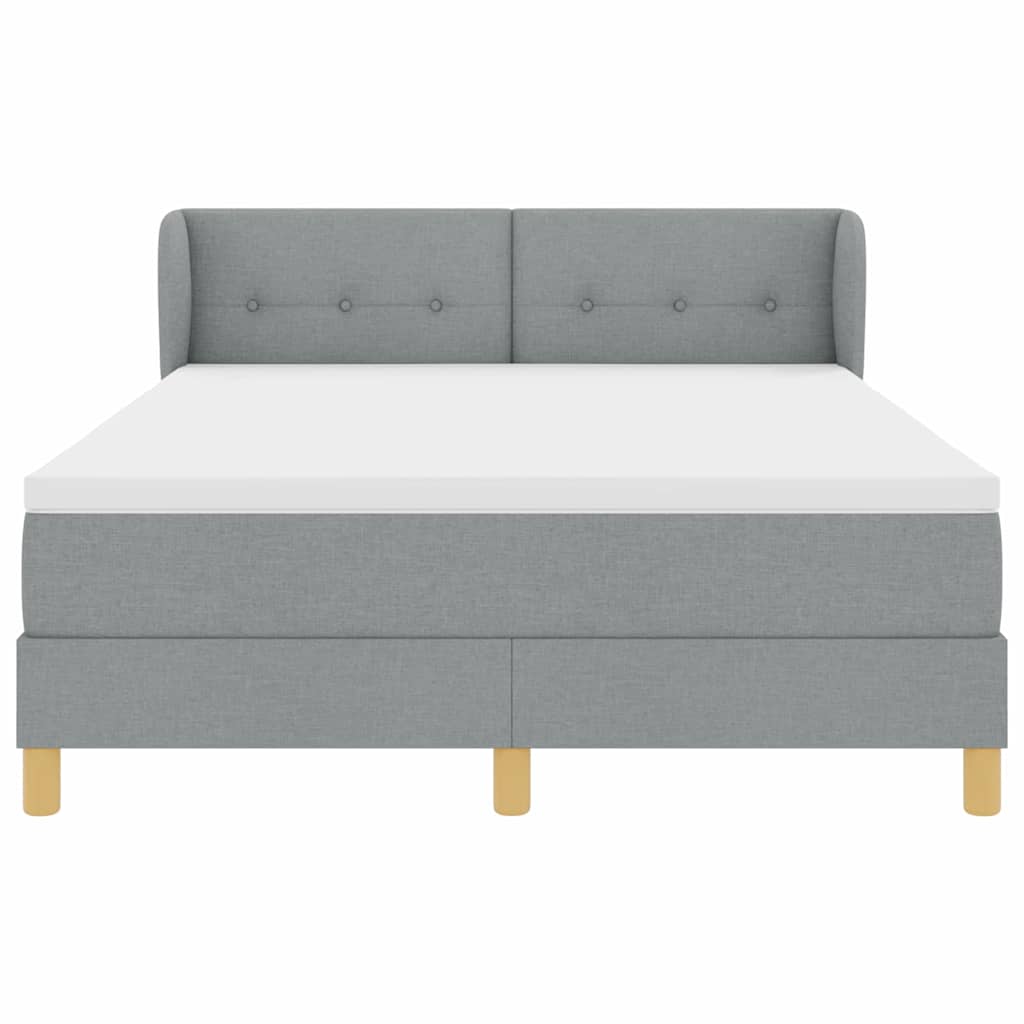 Postel S Boxspringem S Čelo Světle Šedá 140 X 190 Cm Textil