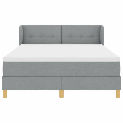 Postel S Boxspringem S Čelo Světle Šedá 140 X 190 Cm Textil