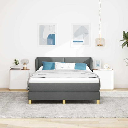 Postel S Boxspringem S Čelo Tmavě Šedá 140 X 190 Cm Textil