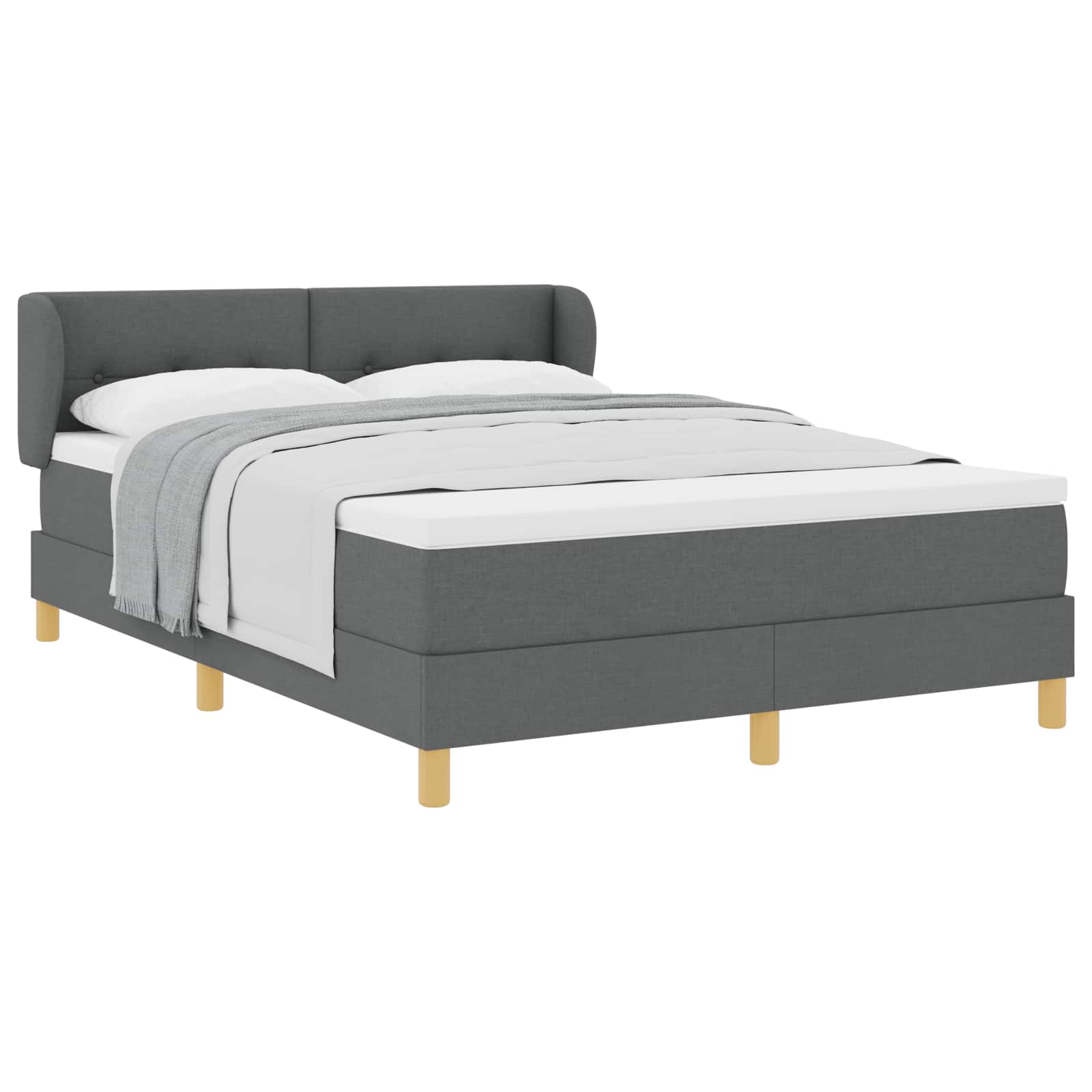 Postel S Boxspringem S Čelo Tmavě Šedá 140 X 190 Cm Textil