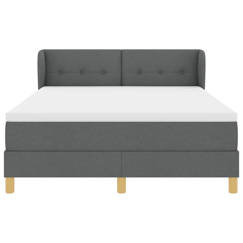 Postel S Boxspringem S Čelo Tmavě Šedá 140 X 190 Cm Textil
