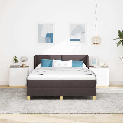 Postel S Boxspringem S Čelo Tmavě Hnědá 140 X 190 Cm Textil