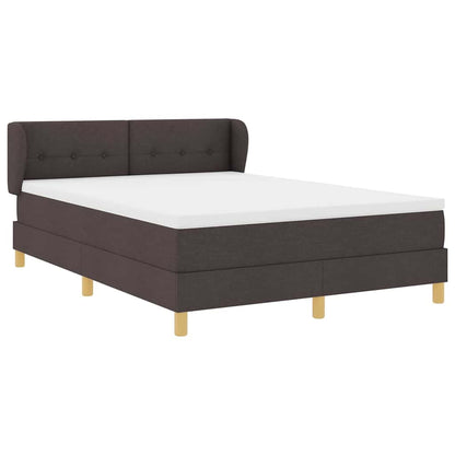 Postel S Boxspringem S Čelo Tmavě Hnědá 140 X 190 Cm Textil