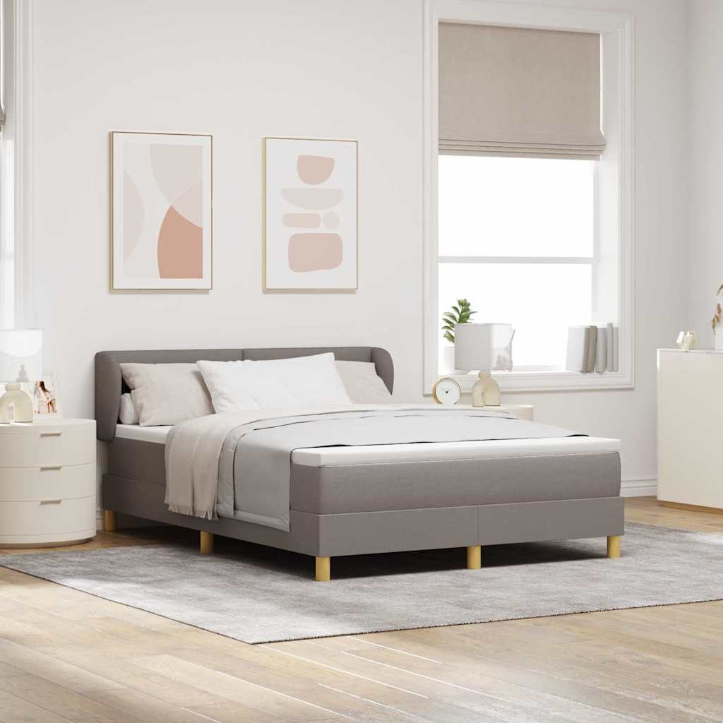 Postel S Boxspringem S Čelo Taupe 140 X 190 Cm Textil