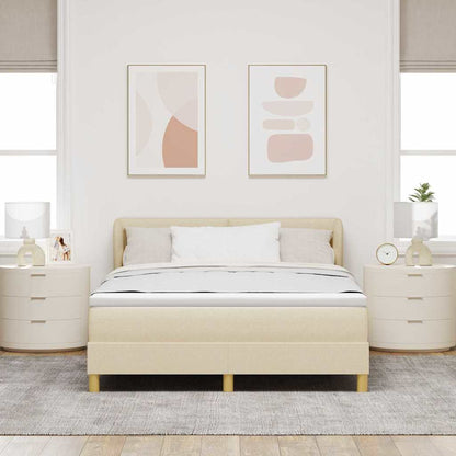 Postel S Boxspringem S Čelo Krémová 140 X 190 Cm Textil