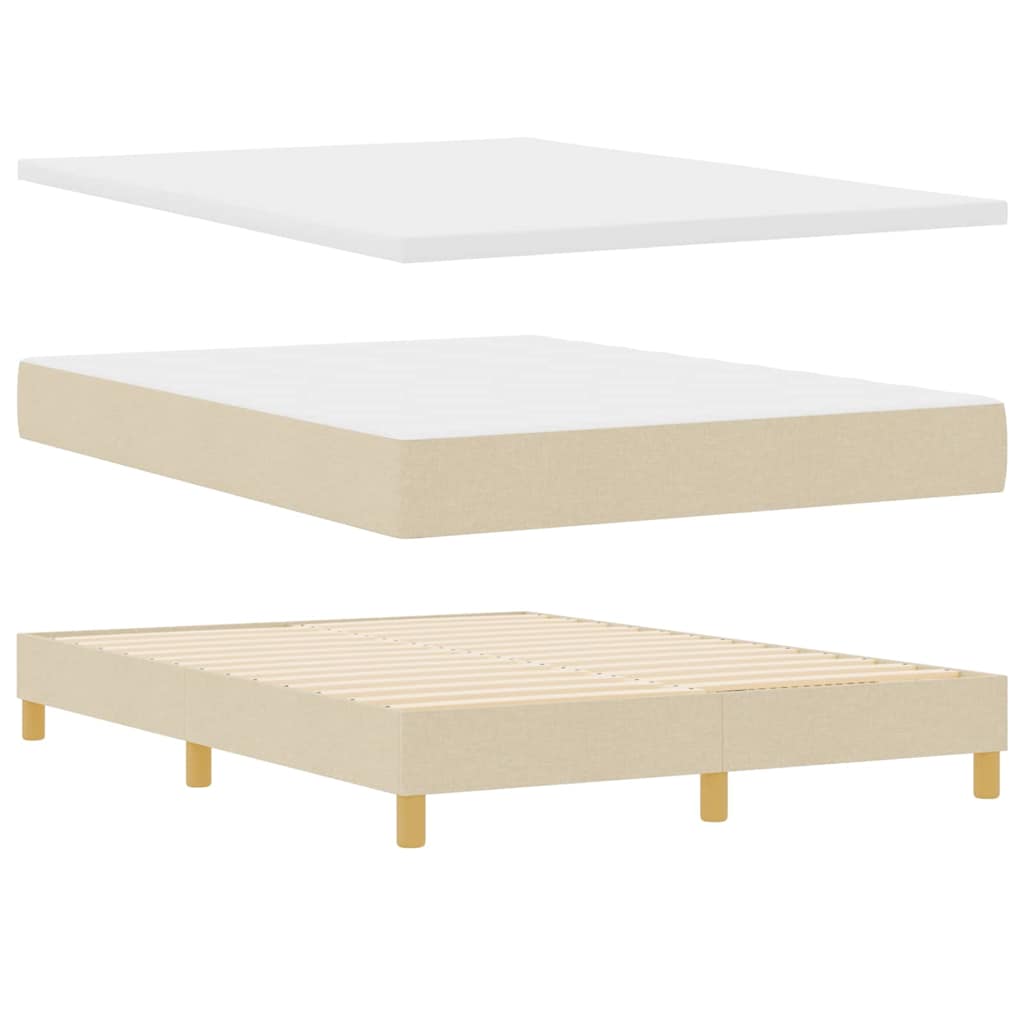 Postel S Boxspringem S Čelo Krémová 140 X 190 Cm Textil