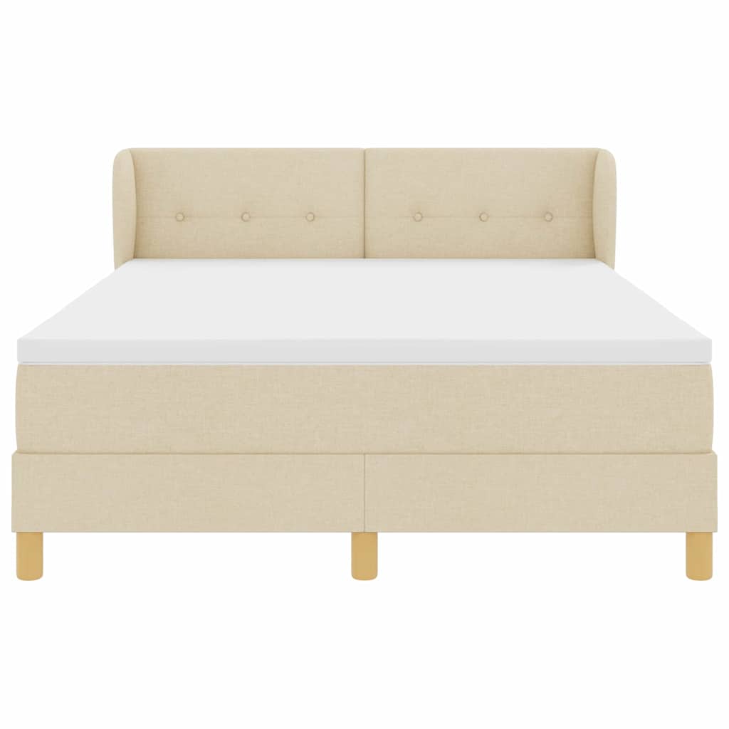 Postel S Boxspringem S Čelo Krémová 140 X 190 Cm Textil