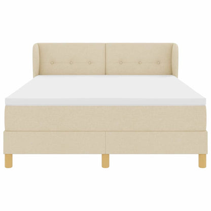 Postel S Boxspringem S Čelo Krémová 140 X 190 Cm Textil