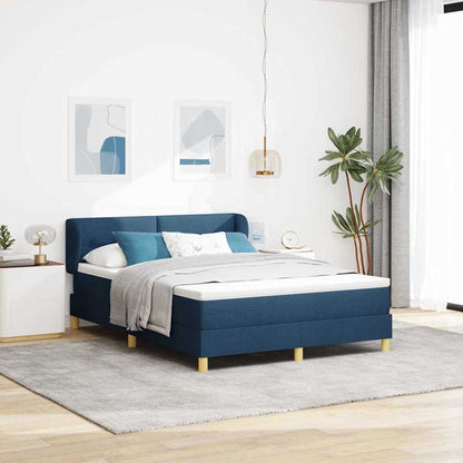 Postel S Boxspringem S Čelo Modrá 140 X 190 Cm Textil