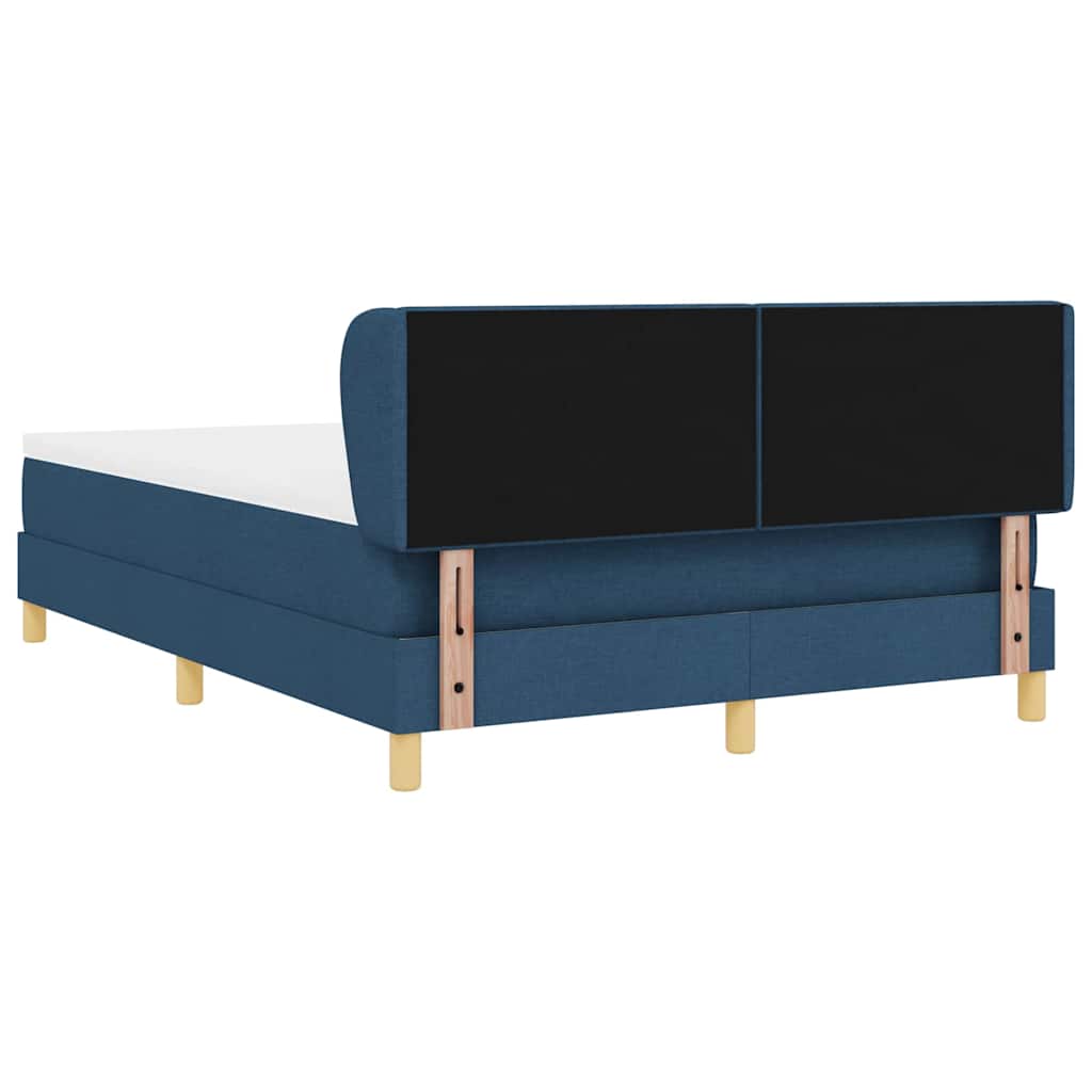 Postel S Boxspringem S Čelo Modrá 140 X 190 Cm Textil