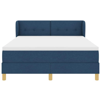 Postel S Boxspringem S Čelo Modrá 140 X 190 Cm Textil