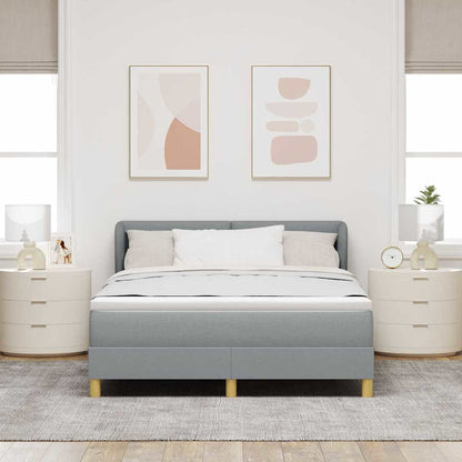 Postel S Boxspringem S Čelo Světle Šedá 160 X 200 Cm Textil