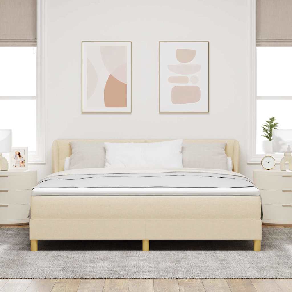 Postel S Boxspringem S Čelo Krémová 180 X 200 Cm Textil