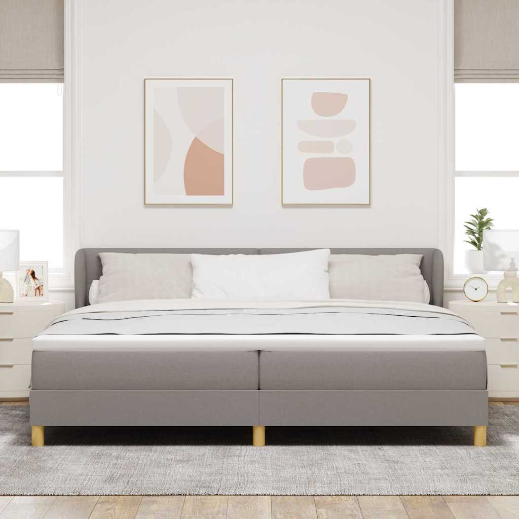 Postel S Boxspringem S Čelo Taupe 200 X 200 Cm Textil
