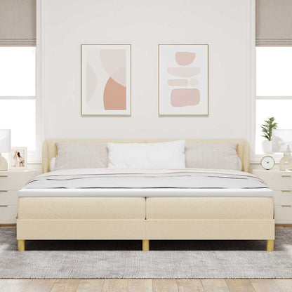 Postel S Boxspringem S Čelo Krémová 200 X 200 Cm Textil