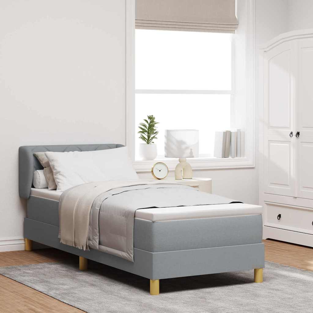 Postel S Boxspringem S Čelo Světle Šedá 80 X 200 Cm Textil