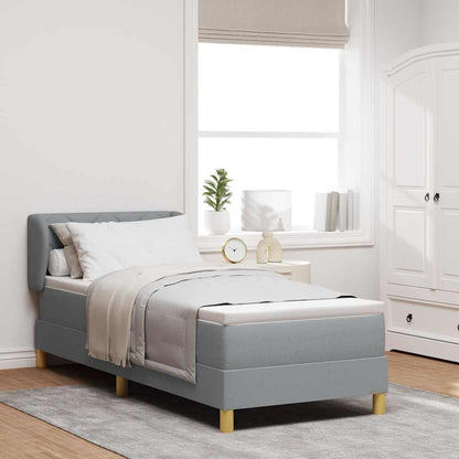 Postel S Boxspringem S Čelo Světle Šedá 80 X 200 Cm Textil