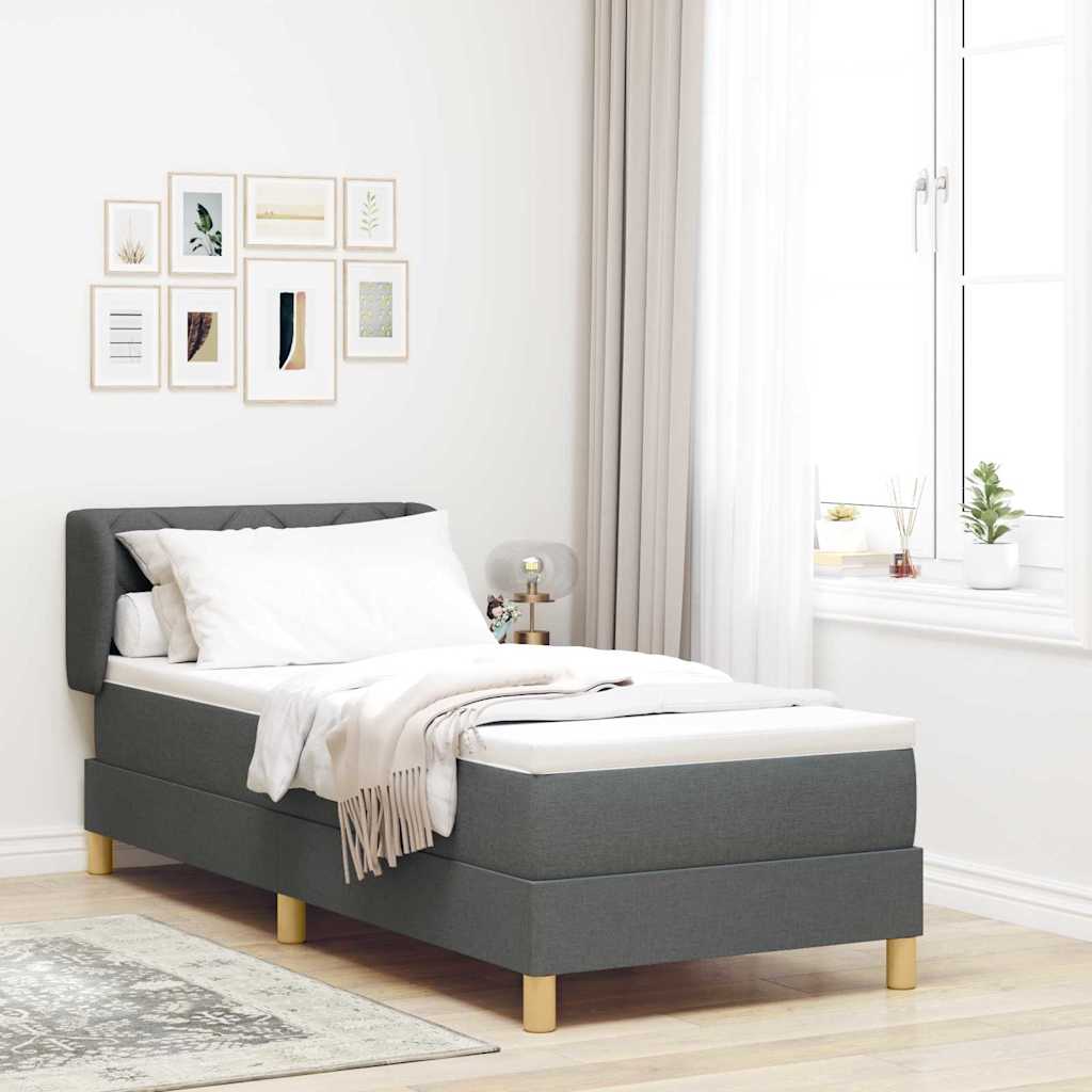 Postel S Boxspringem S Čelo Tmavě Šedá 80 X 200 Cm Textil