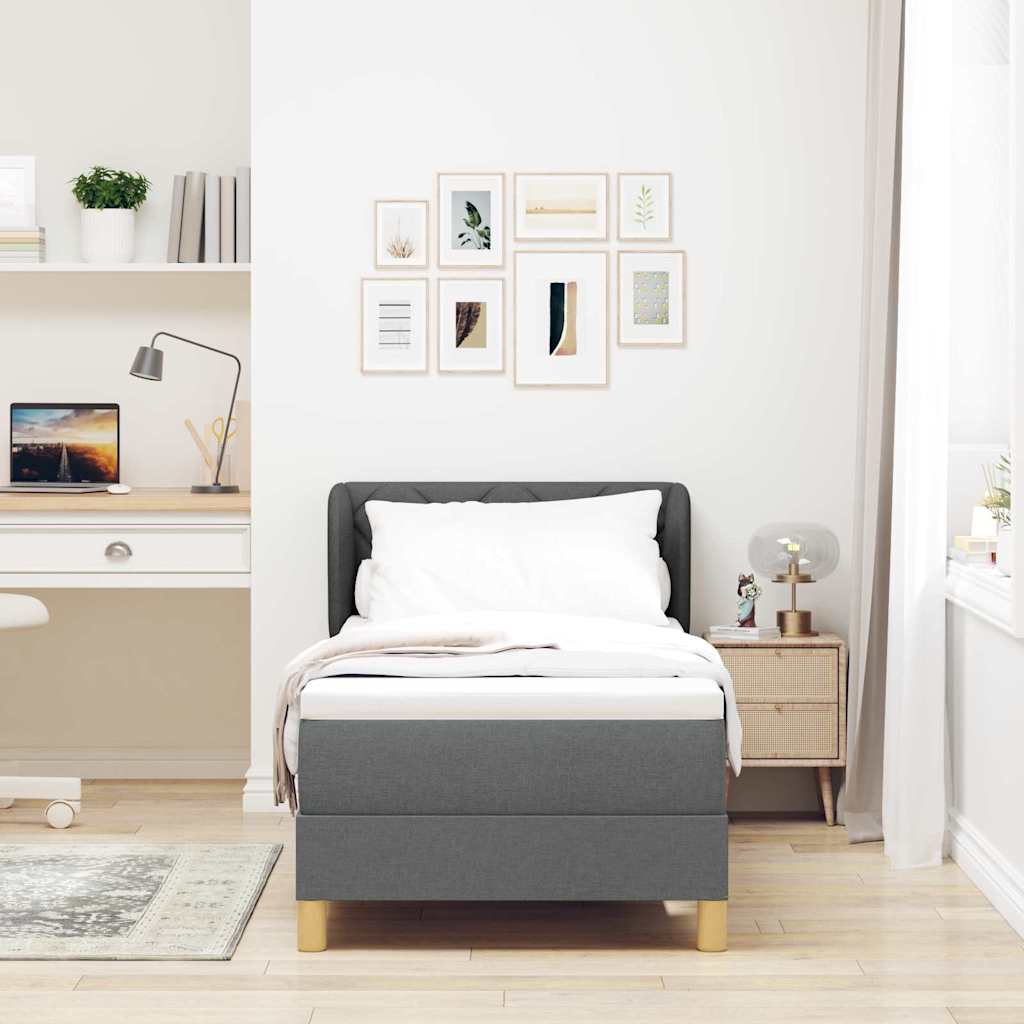 Postel S Boxspringem S Čelo Tmavě Šedá 80 X 200 Cm Textil
