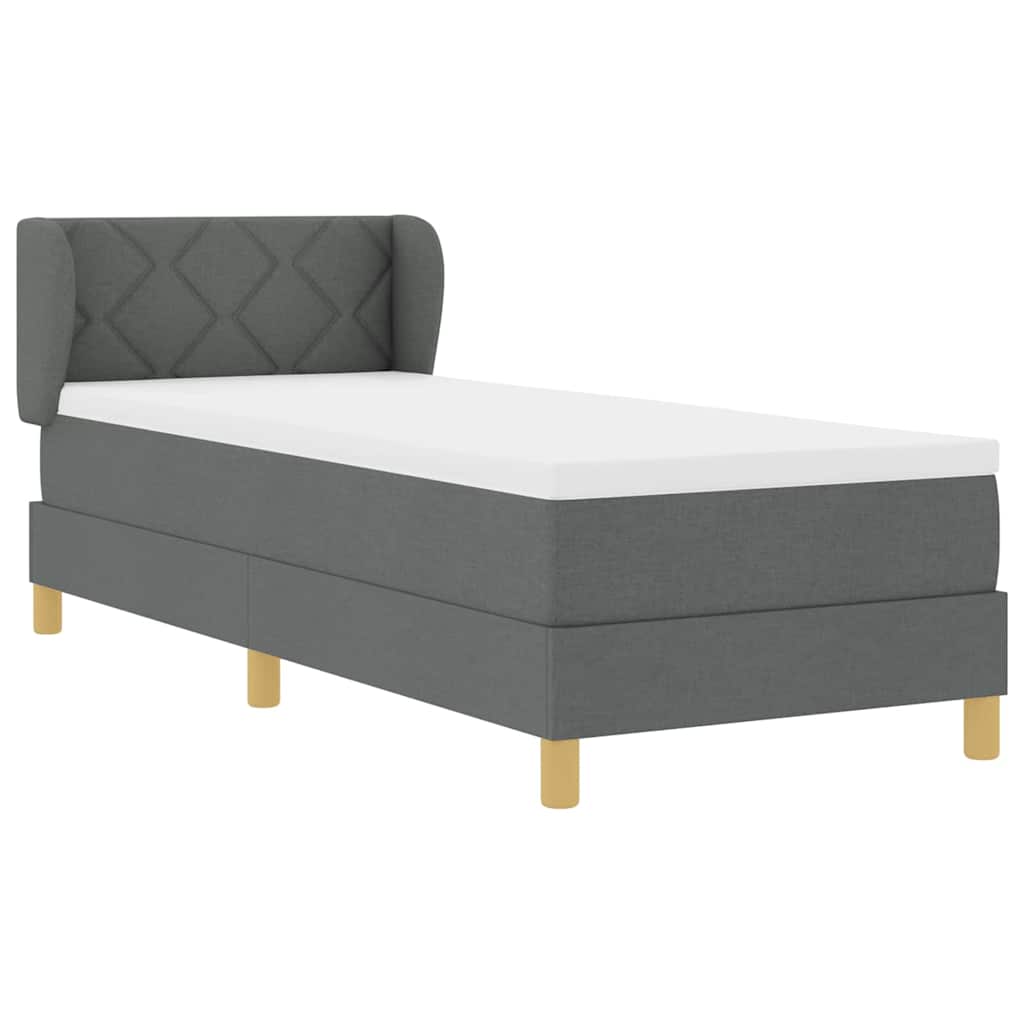 Postel S Boxspringem S Čelo Tmavě Šedá 80 X 200 Cm Textil