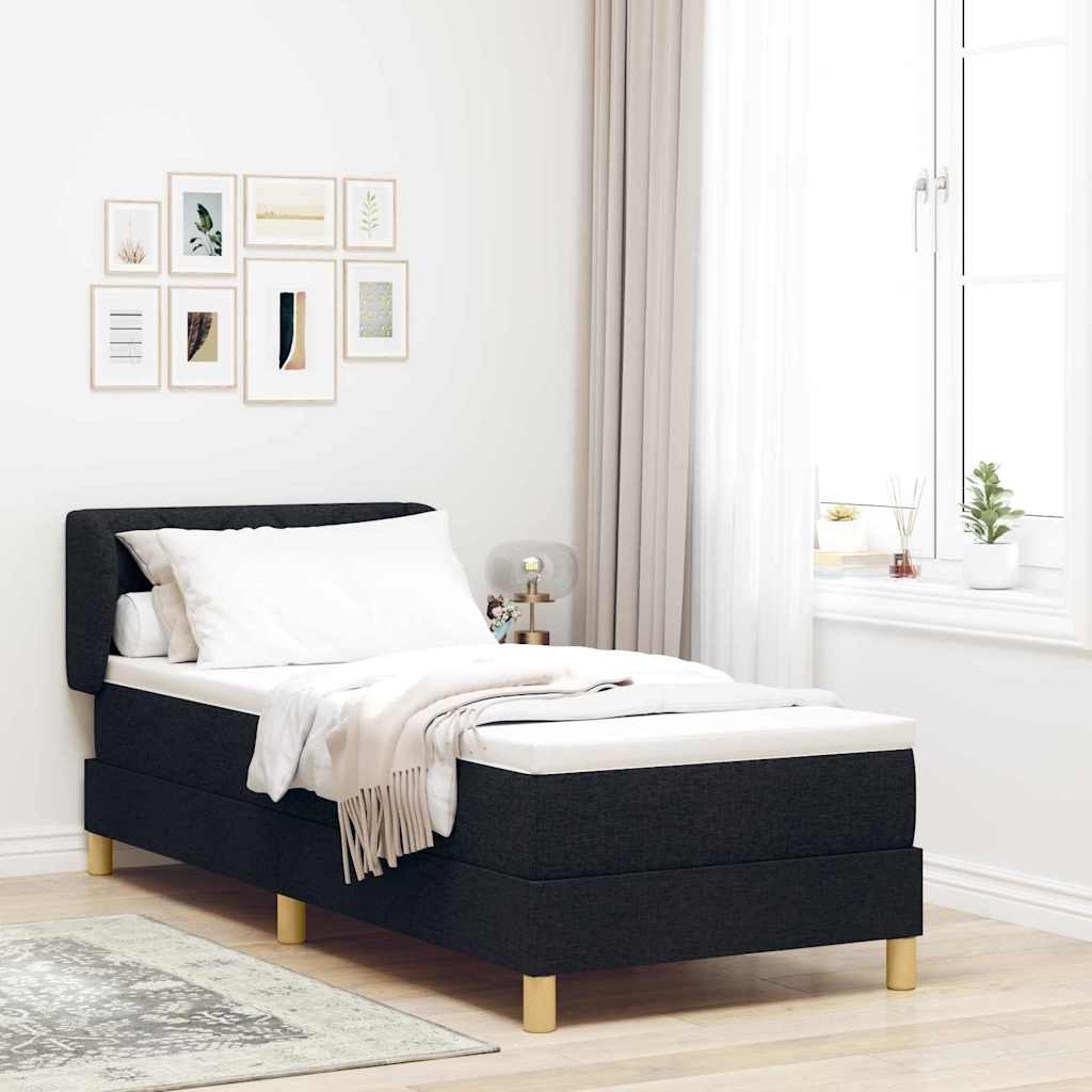 Postel S Boxspringem S Čelo Černá 80 X 200 Cm Textil