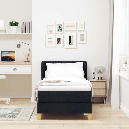 Postel S Boxspringem S Čelo Černá 80 X 200 Cm Textil