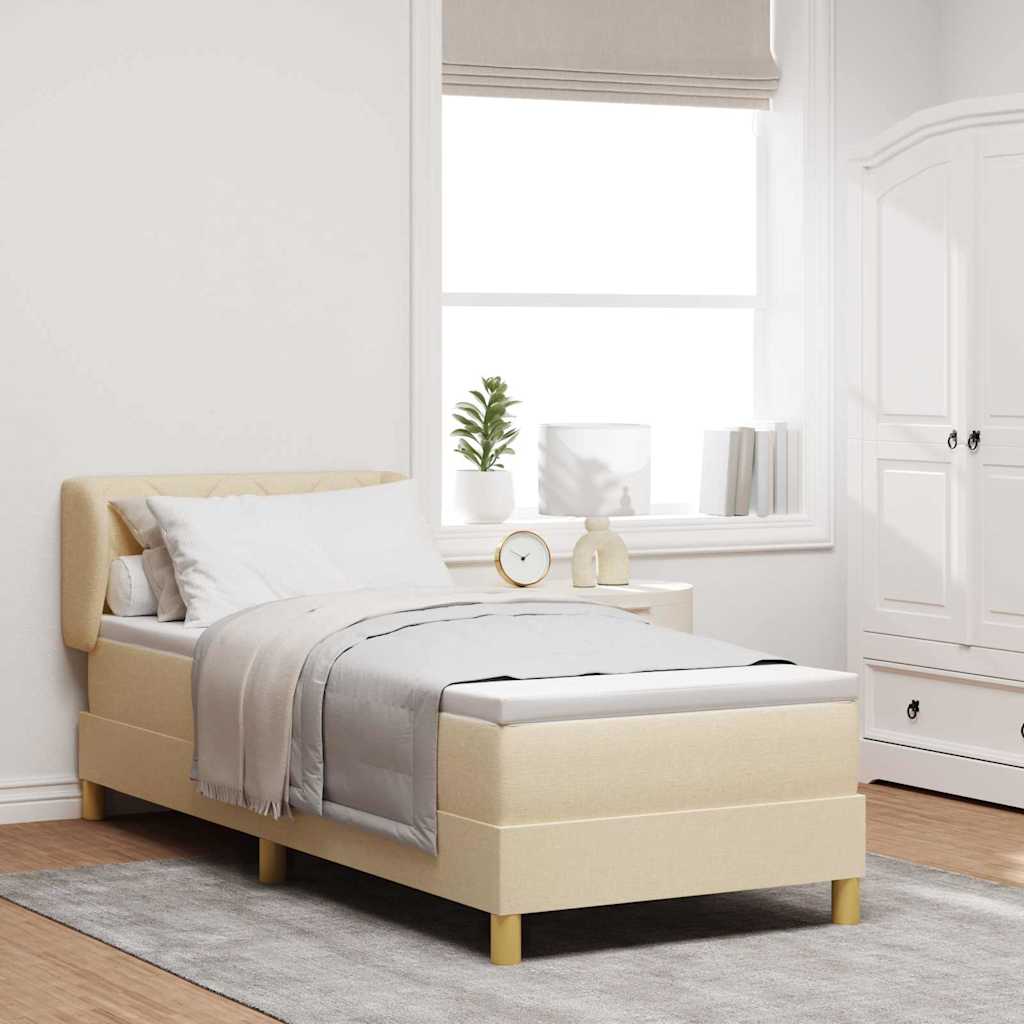 Postel S Boxspringem S Čelo Krémová 80 X 200 Cm Textil