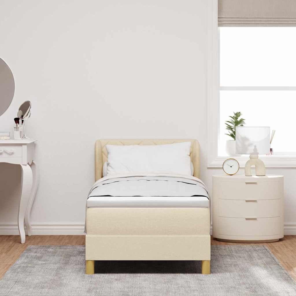 Postel S Boxspringem S Čelo Krémová 80 X 200 Cm Textil