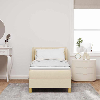 Postel S Boxspringem S Čelo Krémová 80 X 200 Cm Textil