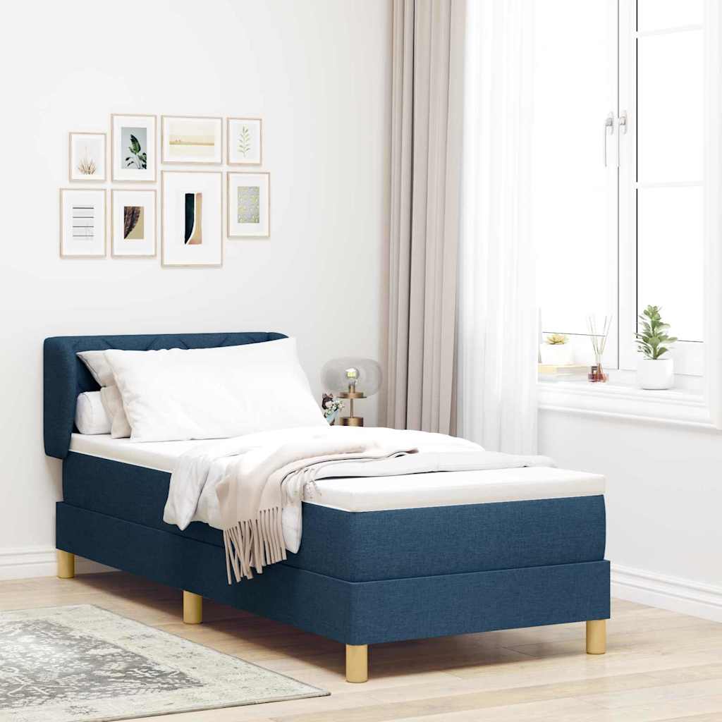 Postel S Boxspringem S Čelo Modrá 80 X 200 Cm Textil
