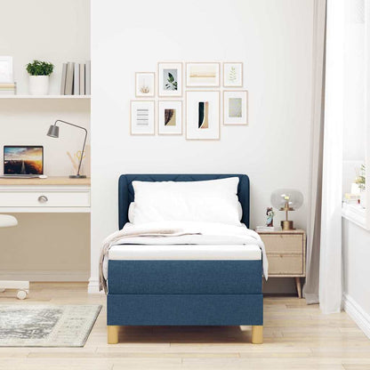 Postel S Boxspringem S Čelo Modrá 80 X 200 Cm Textil