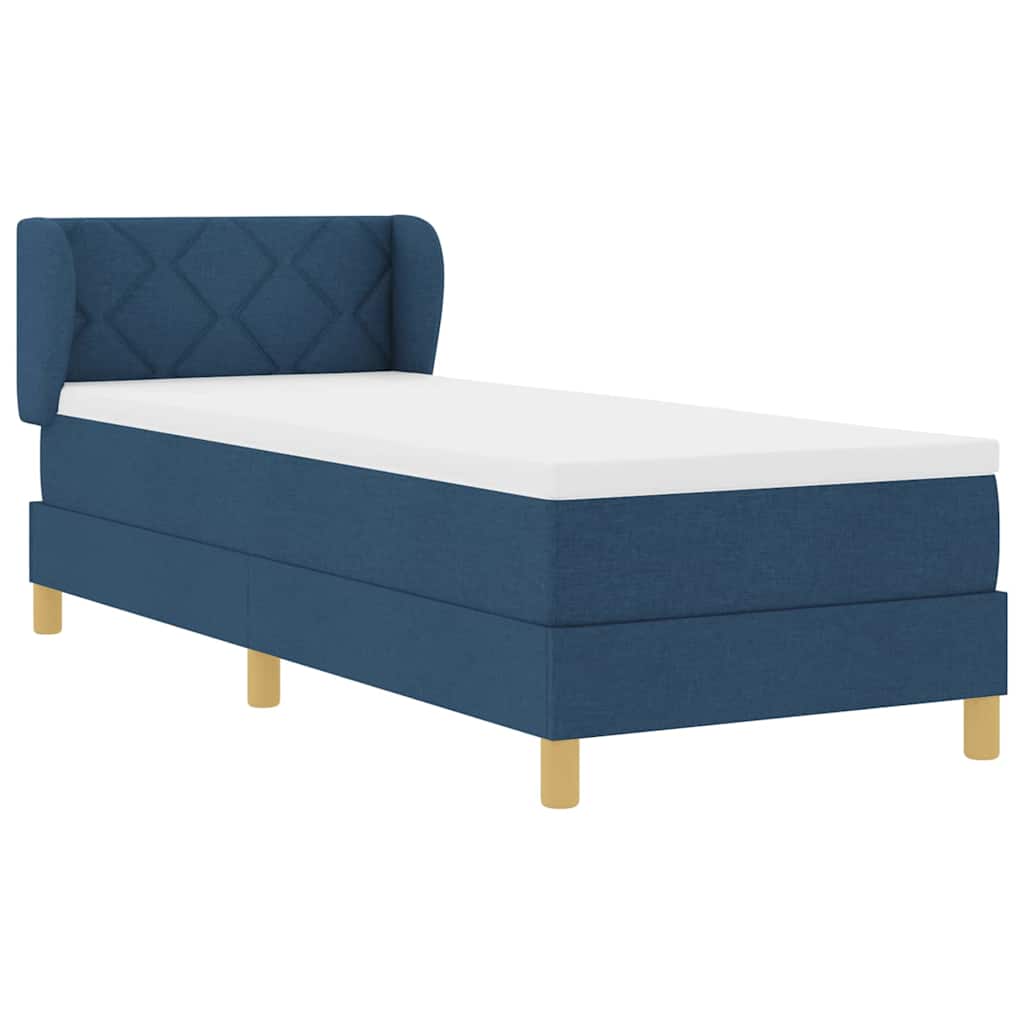 Postel S Boxspringem S Čelo Modrá 80 X 200 Cm Textil