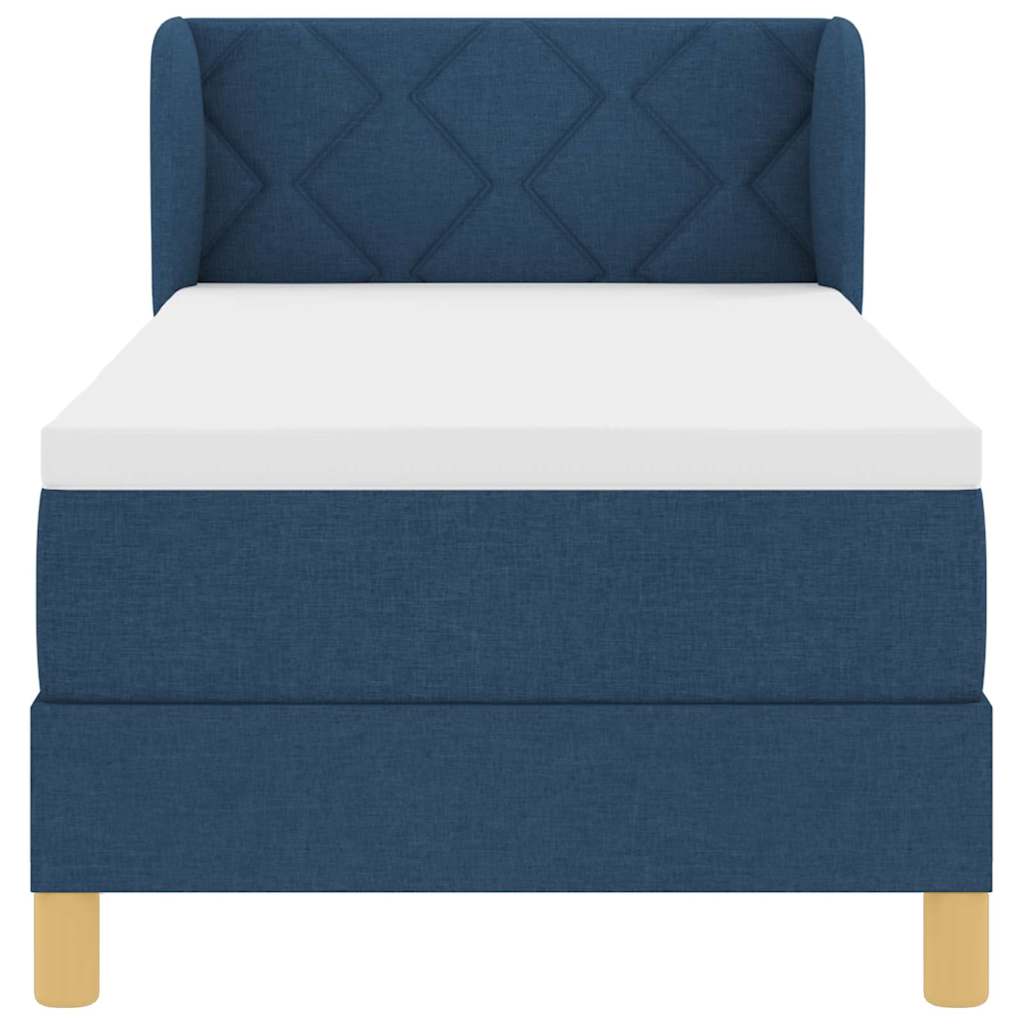 Postel S Boxspringem S Čelo Modrá 80 X 200 Cm Textil