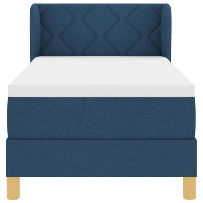 Postel S Boxspringem S Čelo Modrá 80 X 200 Cm Textil