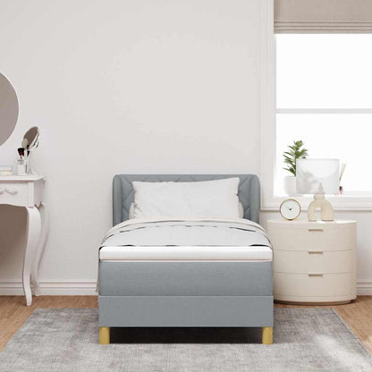 Postel S Boxspringem S Čelo Světle Šedá 90 X 190 Cm Textil