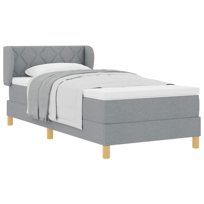 Postel S Boxspringem S Čelo Světle Šedá 90 X 190 Cm Textil