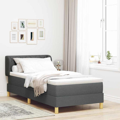 Postel S Boxspringem S Čelo Tmavě Šedá 90 X 190 Cm Textil