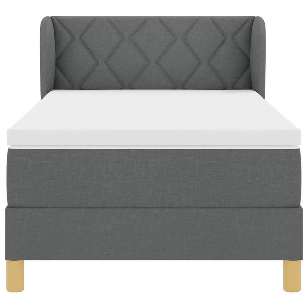 Postel S Boxspringem S Čelo Tmavě Šedá 90 X 190 Cm Textil