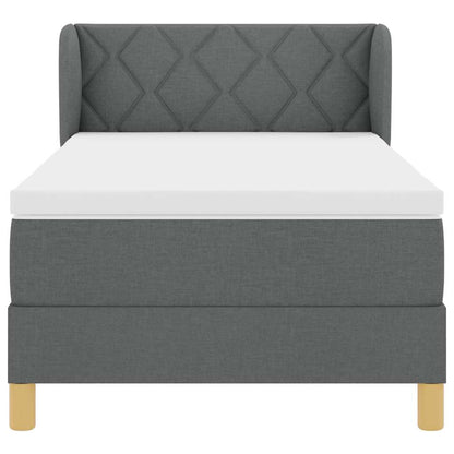 Postel S Boxspringem S Čelo Tmavě Šedá 90 X 190 Cm Textil