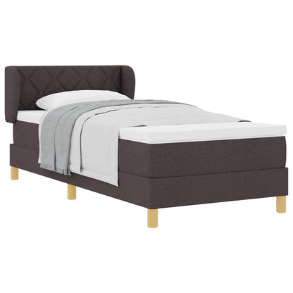 Postel S Boxspringem S Čelo Tmavě Hnědá 90 X 190 Cm Textil