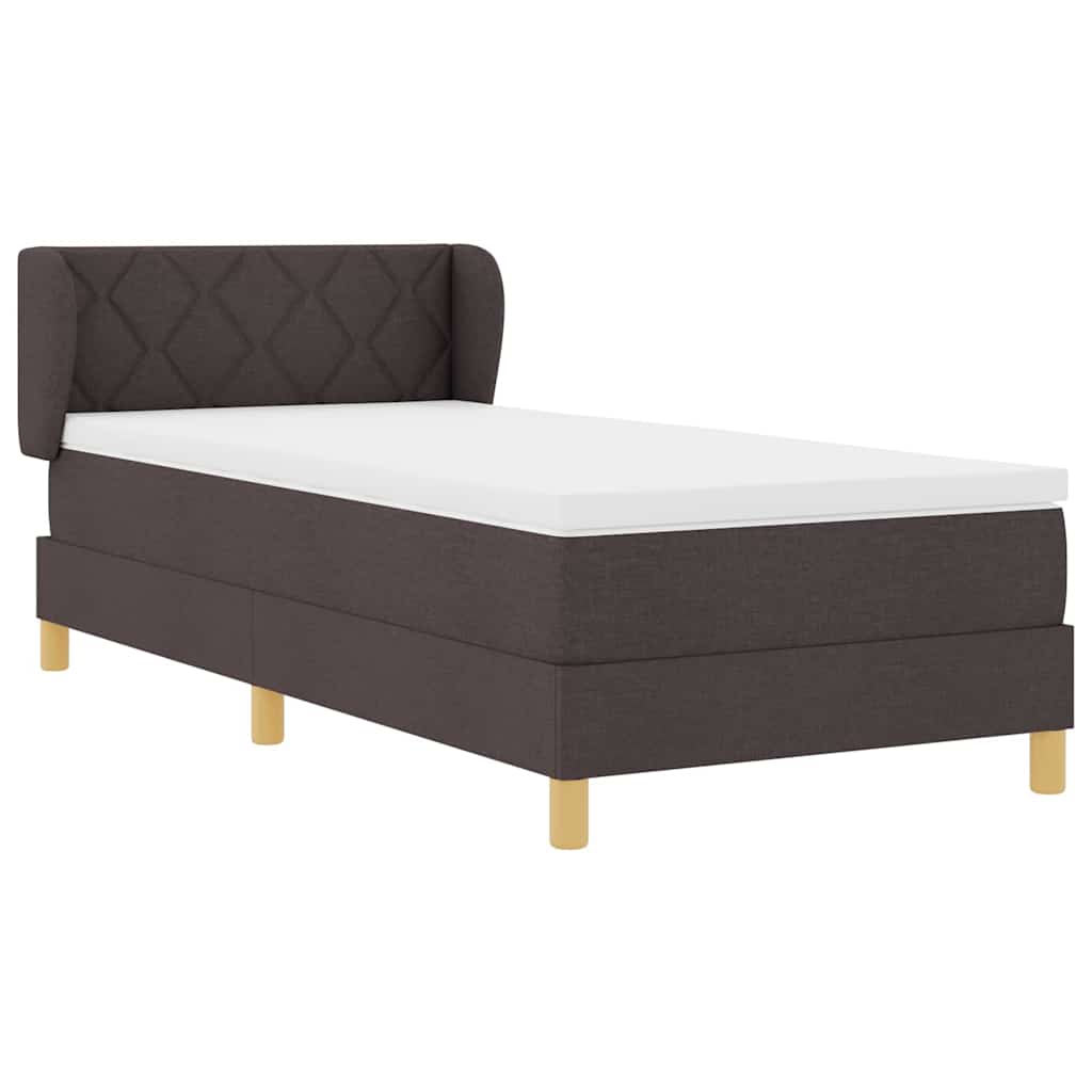 Postel S Boxspringem S Čelo Tmavě Hnědá 90 X 190 Cm Textil