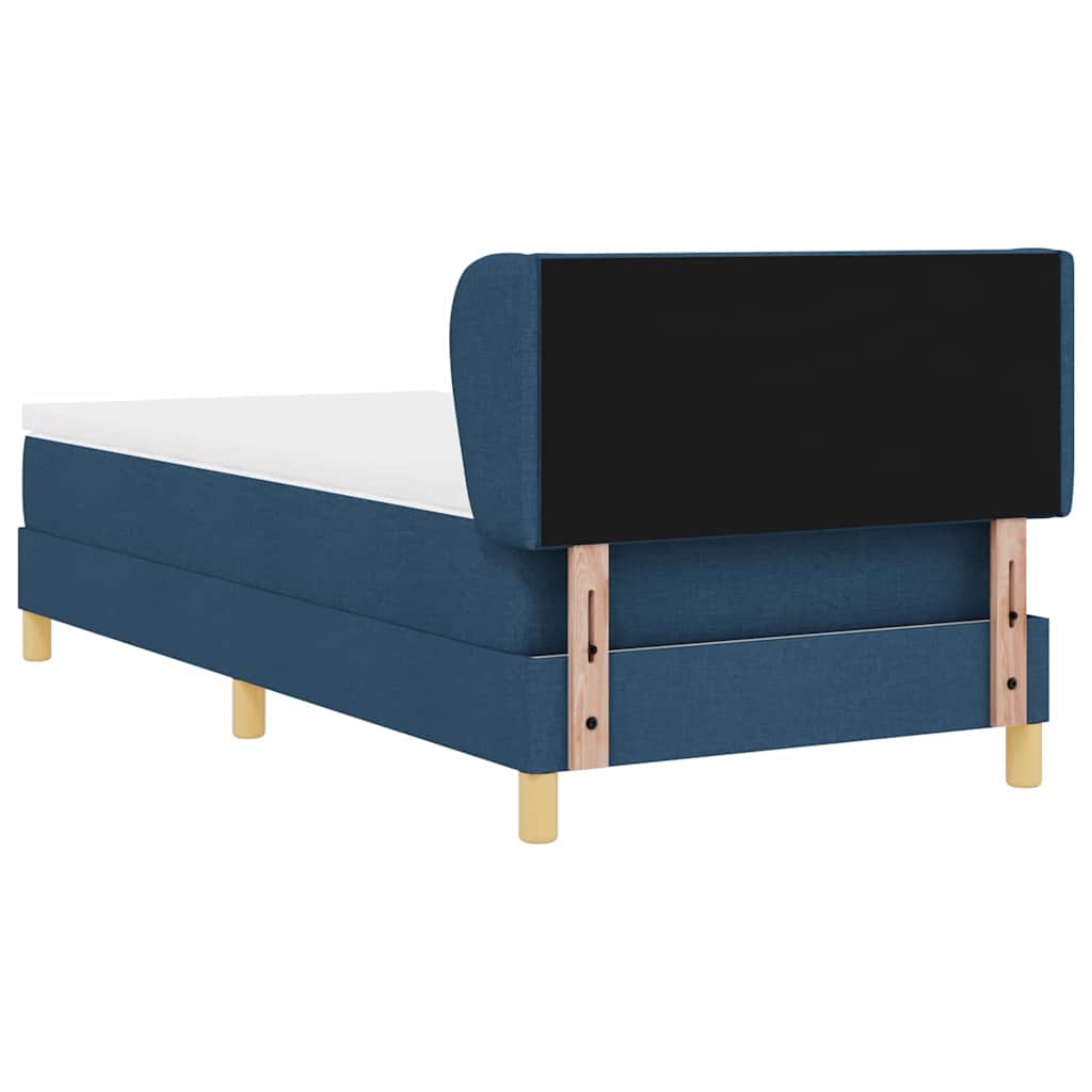 Postel S Boxspringem S Čelo Modrá 90 X 190 Cm Textil
