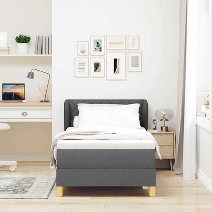 Postel S Boxspringem S Čelo Tmavě Šedá 90 X 200 Cm Textil