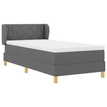 Postel S Boxspringem S Čelo Tmavě Šedá 90 X 200 Cm Textil