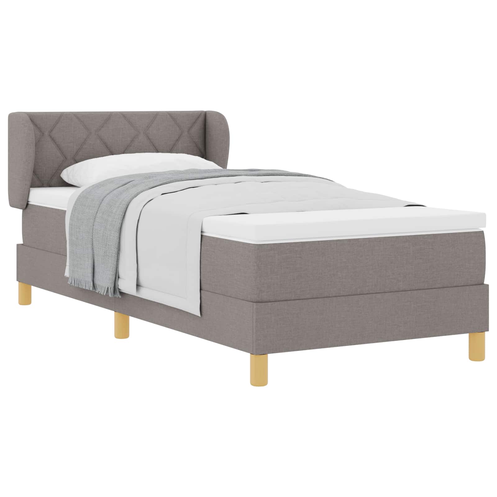 Postel S Boxspringem S Čelo Taupe 90 X 200 Cm Textil