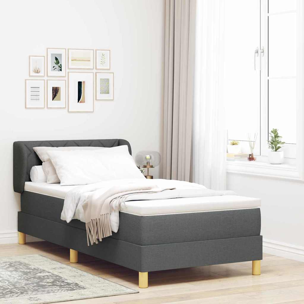 Postel S Boxspringem S Čelo Tmavě Šedá 100 X 200 Cm Textil